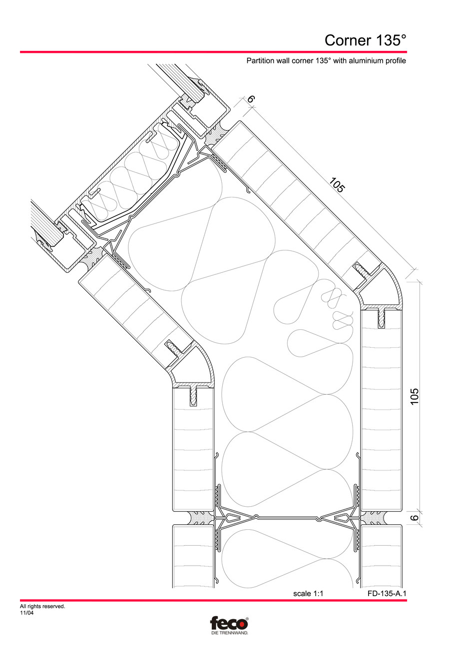 Pagina 3-CAD-PDF Detaliu de colt, imbinare pereti de compartimentare FECO Detaliu de montaj FecoFix 