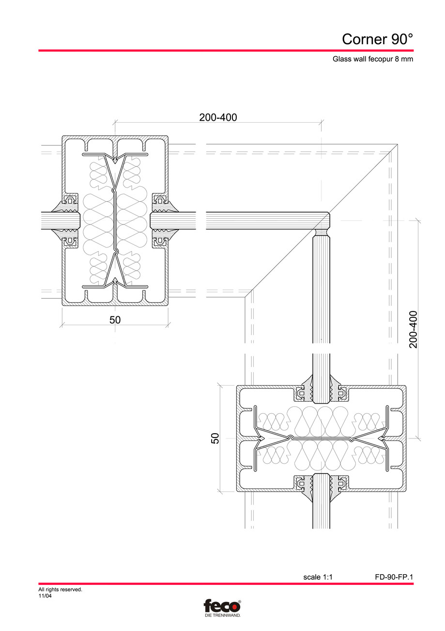 Pagina 4-CAD-PDF Detaliu de colt, imbinare pereti de compartimentare FECO Detaliu de montaj FecoFix 