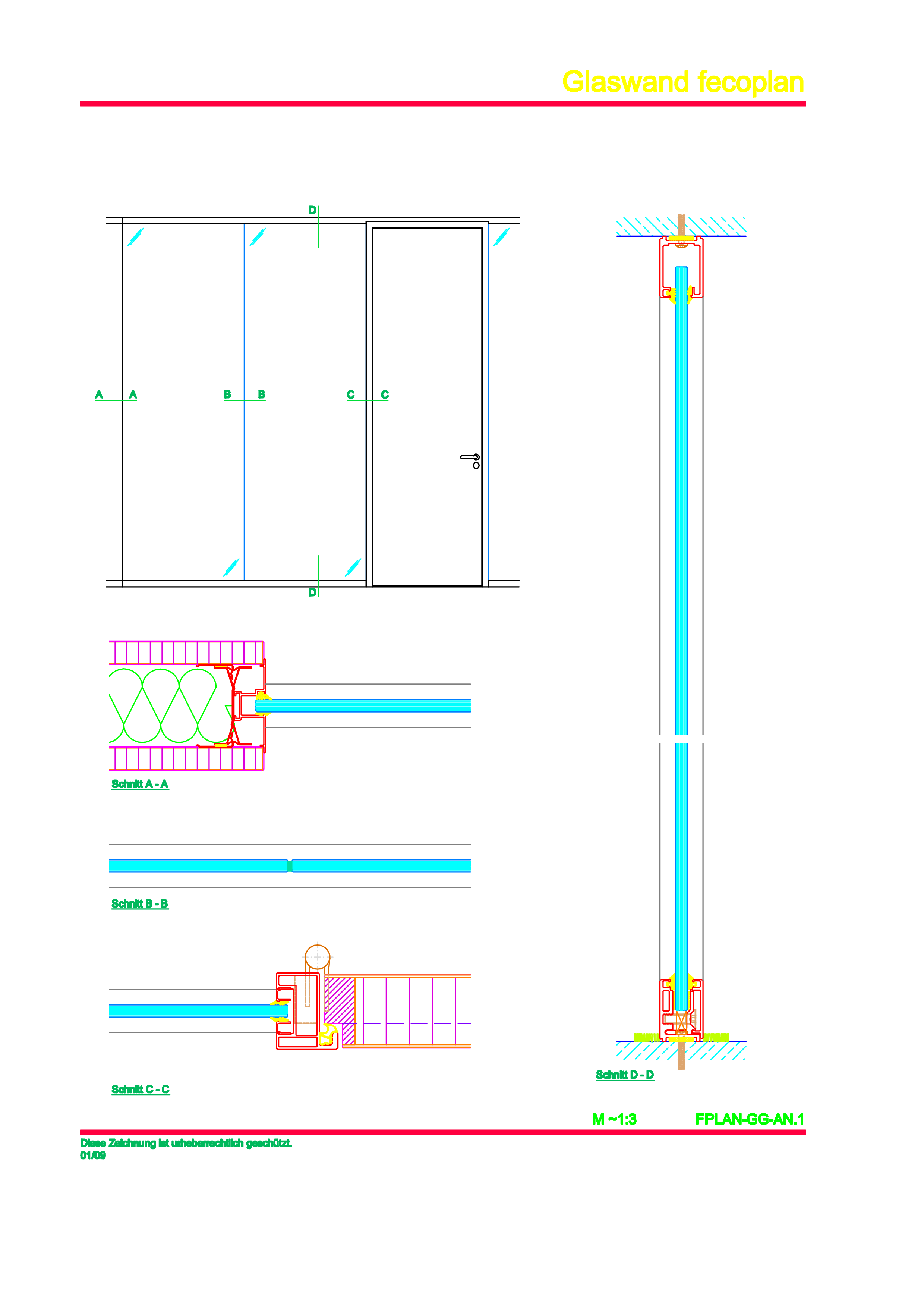 Pagina 1 - CAD-PDF Usa glisanta din sticla FECO Detaliu de montaj FecoPur 