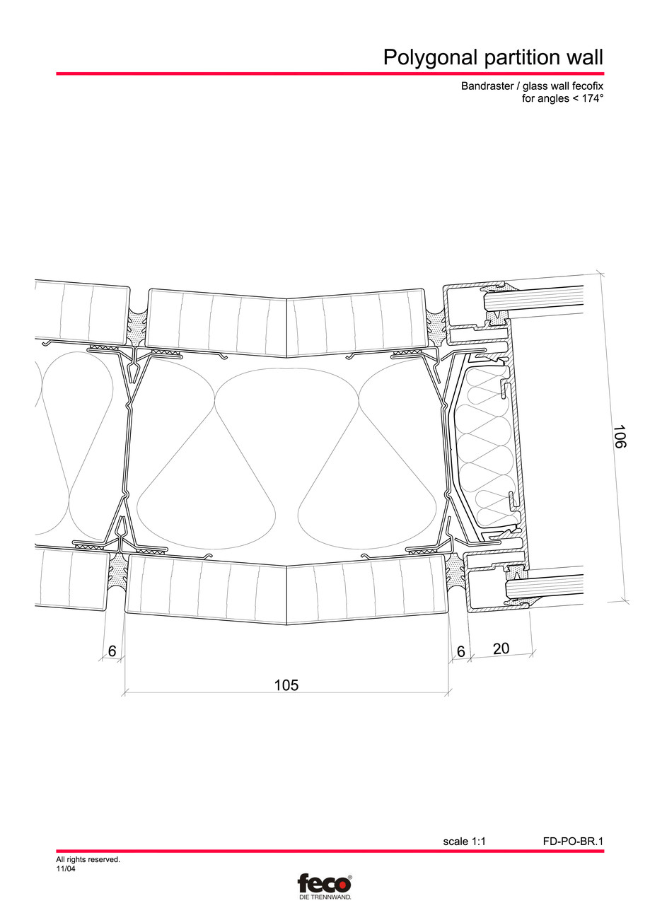 Pagina 1-CAD-PDF Pereti de compartimentare poligonali FECO Detaliu de montaj FecoFix, FecoPur 