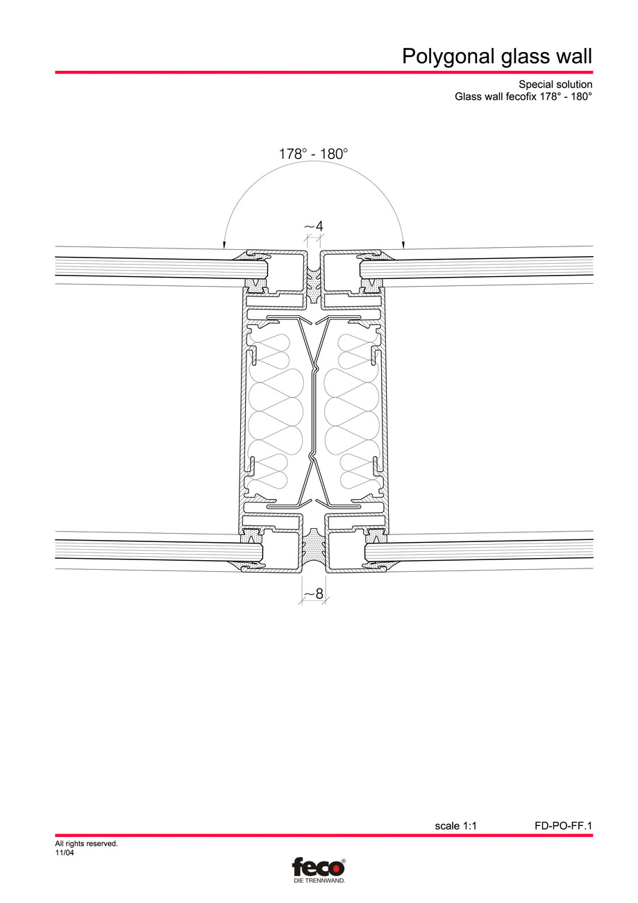 Pagina 2-CAD-PDF Pereti de compartimentare poligonali FECO Detaliu de montaj FecoFix, FecoPur 