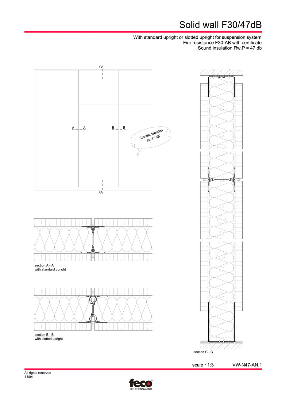 Pagina 1-CAD-PDF Perete de compartimentare fix FECO Detaliu de montaj FecoFix 
