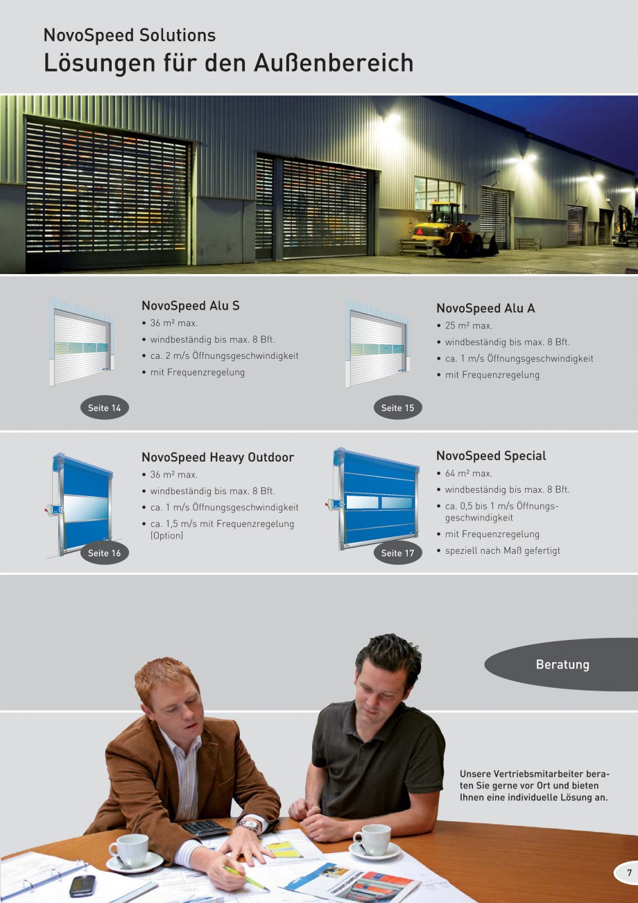 Pagina 7-Porti industriale rapide NOVOFERM NovoSpeed  Fisa tehnica Germana  • ca. 1,5 m/s mit...