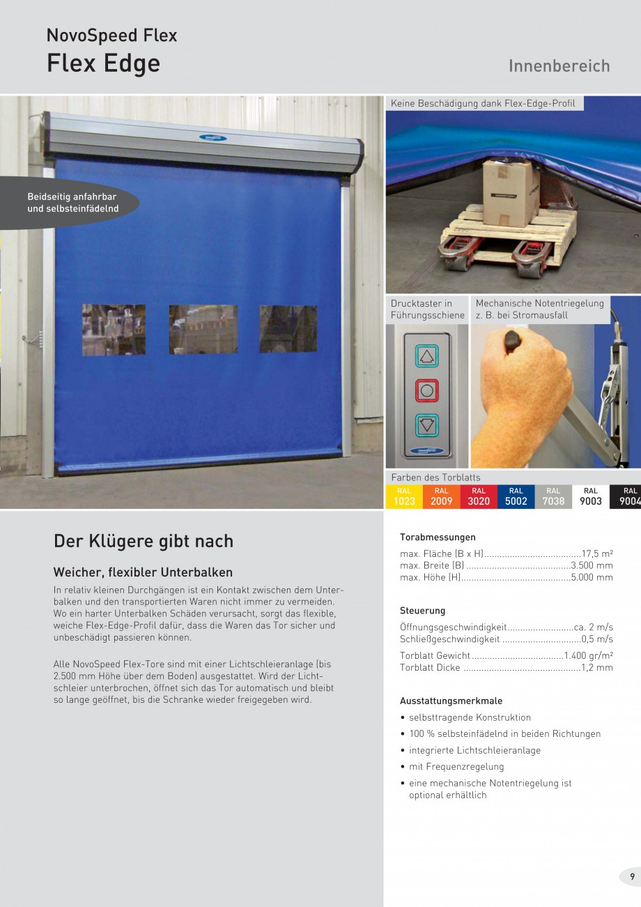 Pagina 9-Porti industriale rapide NOVOFERM NovoSpeed  Fisa tehnica Germana ................20 m² max. Breite...