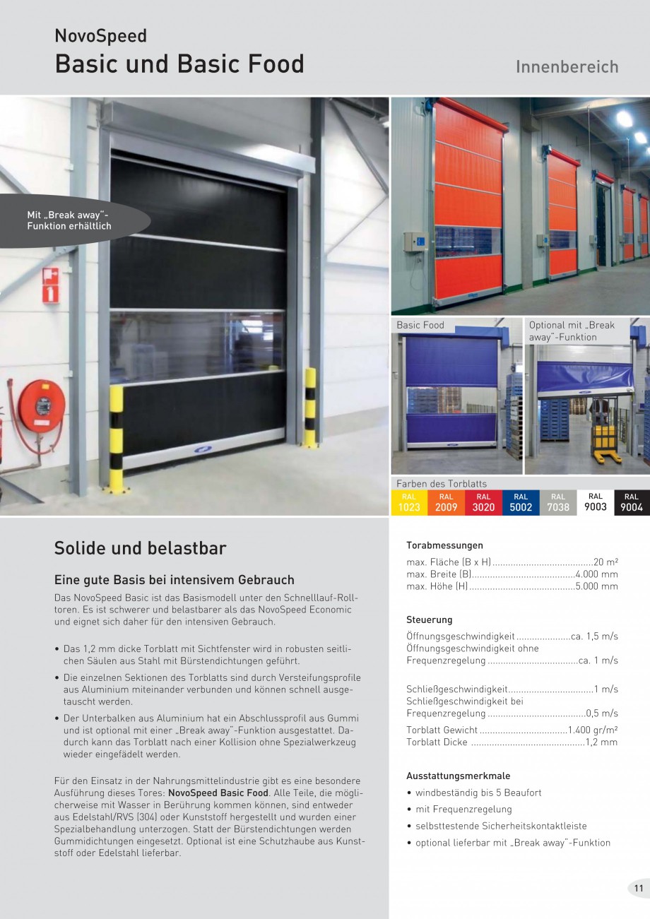 Pagina 11-Porti industriale rapide NOVOFERM NovoSpeed  Fisa tehnica Germana .......................5.000 mm...