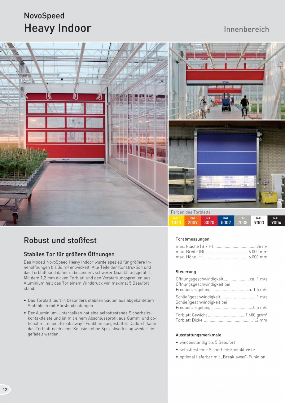 Pagina 12-Porti industriale rapide NOVOFERM NovoSpeed  Fisa tehnica Germana etriebsgebäuden eingesetzt und...