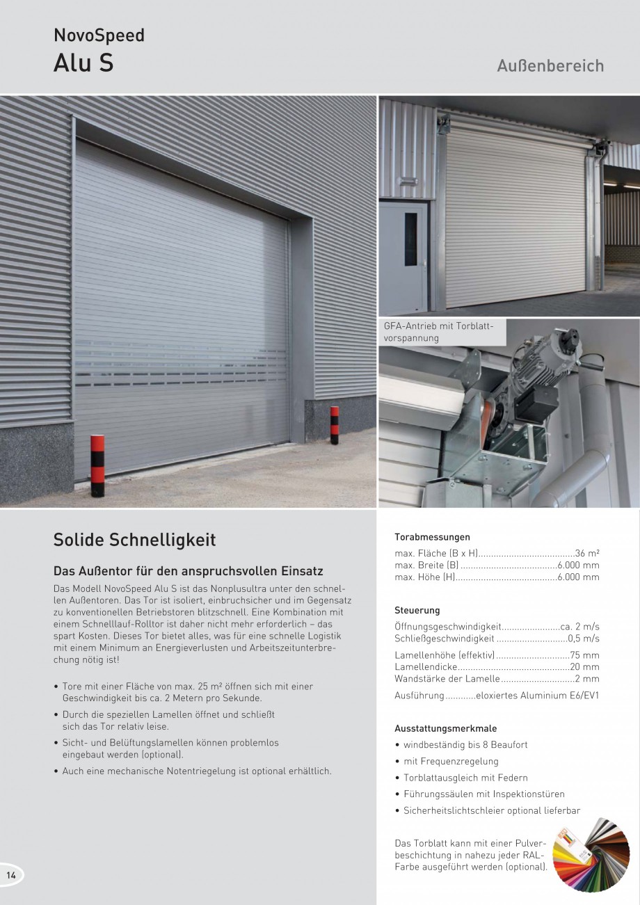 Pagina 14-Porti industriale rapide NOVOFERM NovoSpeed  Fisa tehnica Germana 9004

Solide und belastbar
Eine...