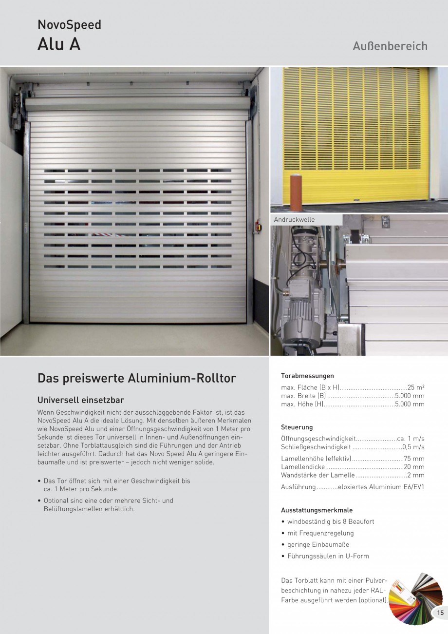 Pagina 15-Porti industriale rapide NOVOFERM NovoSpeed  Fisa tehnica Germana off hergestellt und wurden einer...