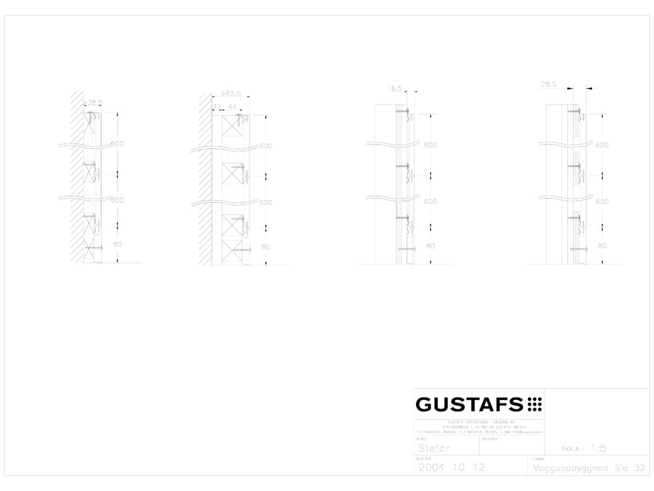 Pagina 1-CAD-DWG Panouri fonoabsorbante - Montaj pe perete GUSTAFS Detaliu de montaj 