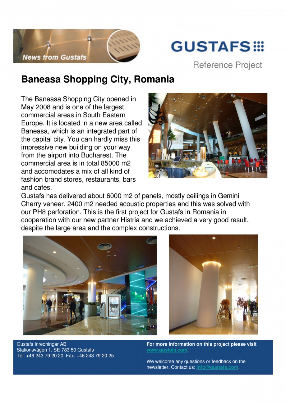 Pagina 1-Panouri fonoabsorbante - Baneasa Shopping City, Romania GUSTAFS Lucrari, proiecte Engleza Reference ...