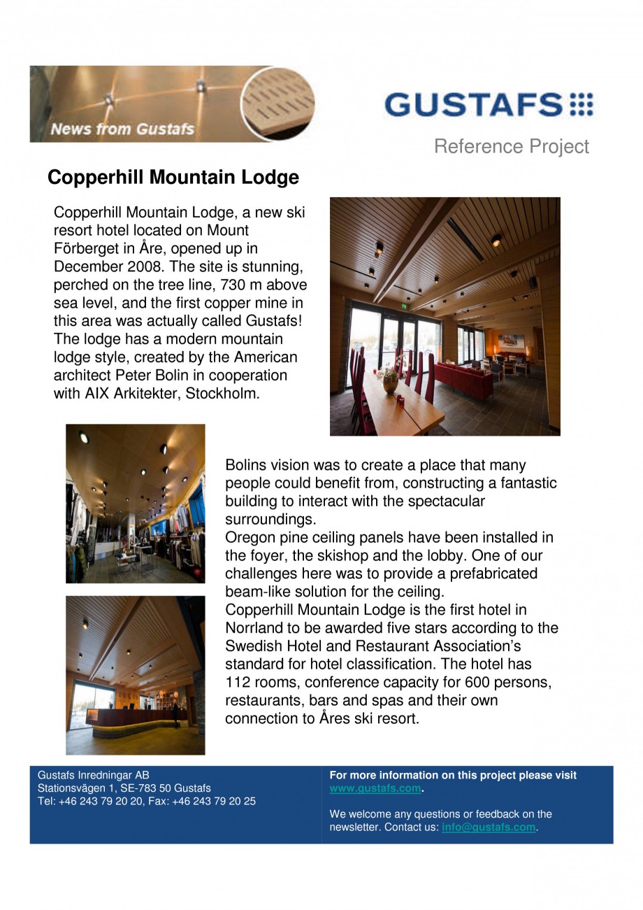 Pagina 1 - Panouri fonoabsorbante - Copperhill Mountain Lodge GUSTAFS Lucrari, proiecte Engleza...