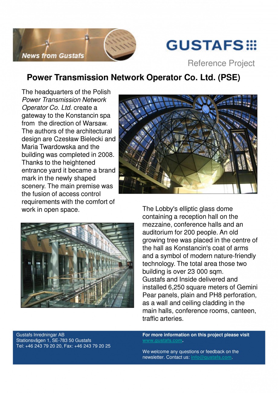 Pagina 1-Panouri fonoabsorbante - Power Transmission Network Operator Co. Ltd PSE GUSTAFS Lucrari, proiecte...
