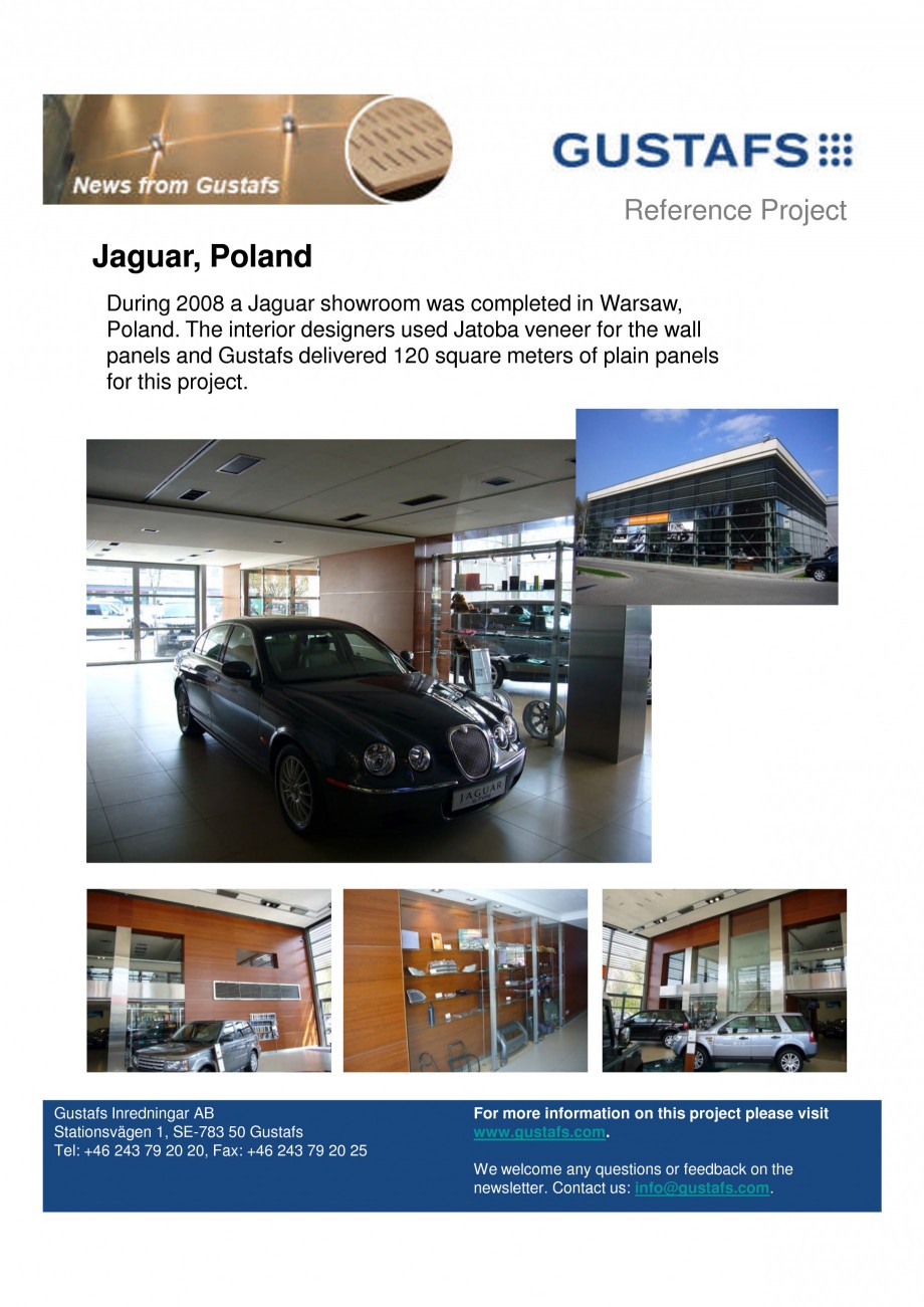 Pagina 1-Panouri fonoabsorbante - Showroom Jaguar, Poland GUSTAFS Lucrari, proiecte Engleza Reference Project...
