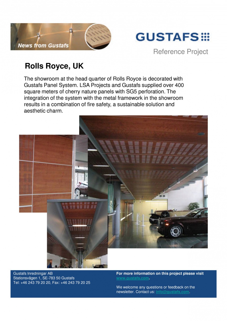 Pagina 1-Panouri fonoabsorbante - Showroom Rolls Royce, UK GUSTAFS Lucrari, proiecte Engleza Reference...