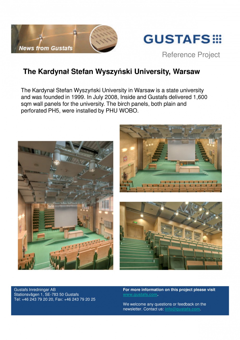 Pagina 1 - Panouri fonoabsorbante - University The Kardynał Stefan Wyszyński University, Warsaw...
