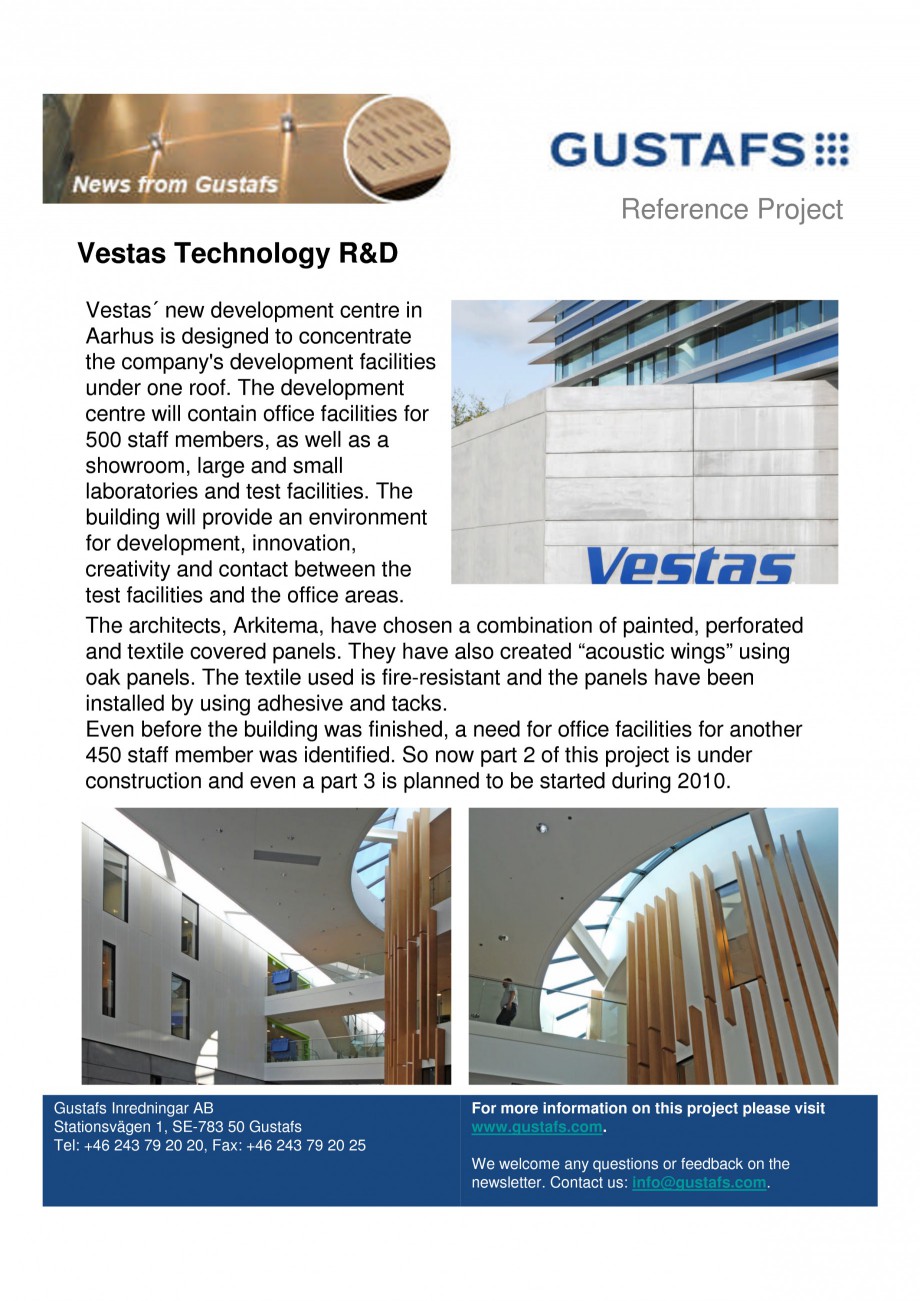 Pagina 1 - Panouri fonoabsorbante - Vestas Technology R&D GUSTAFS Lucrari, proiecte Engleza...