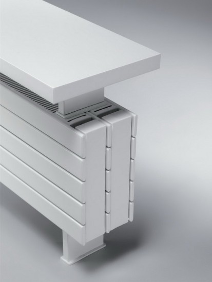 Calorifer orizontal de plinta tip banca - Panel Plus Bench - blat lemn alb Calorifer orizontal
