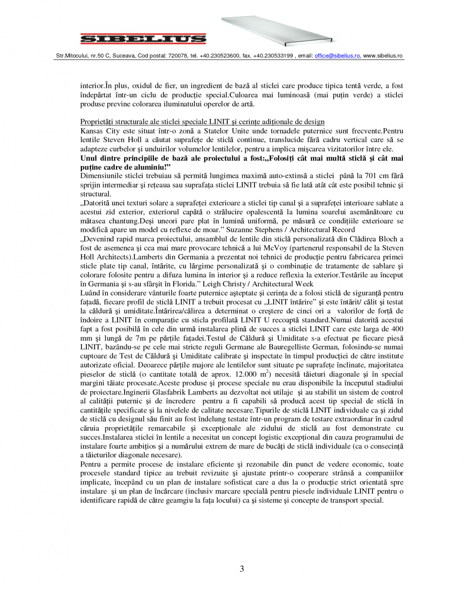 Pagina 3-Sticla in forma de U LINIT LINIT U Catalog, brosura Romana istica pentru a crea o formă de...