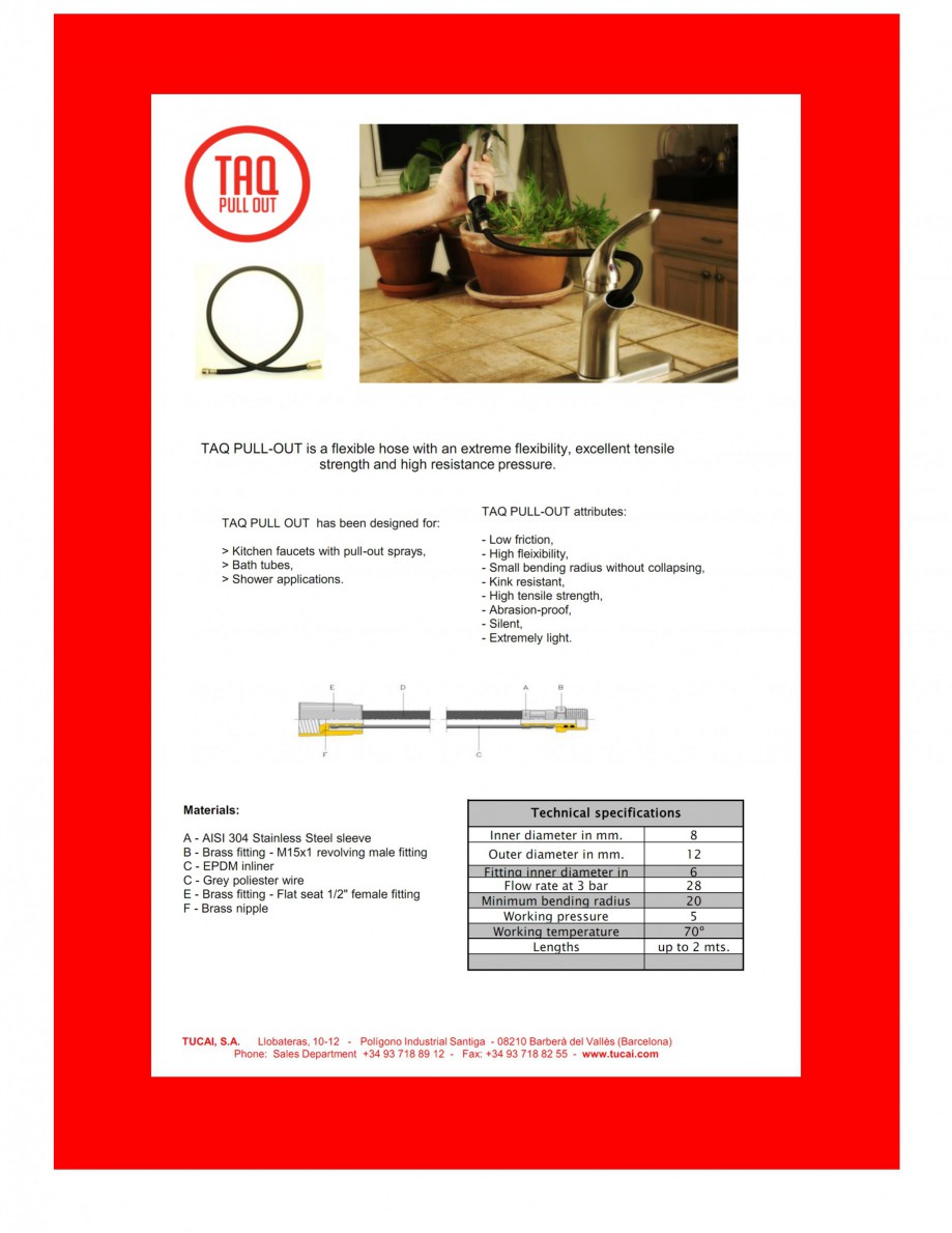 Pagina 1 - Racord flexibil pentru apa  TUCAI TAQ PULL OUT Fisa tehnica Engleza 