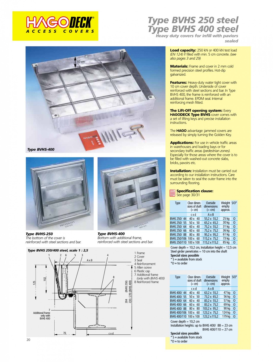 Pagina 20-Capace pentru camine de vizitare
 HAGODECK B STEEL, BV-GD AUTOMATIC STEEL, BV-GDZ AUTOMATIC STEEL,...