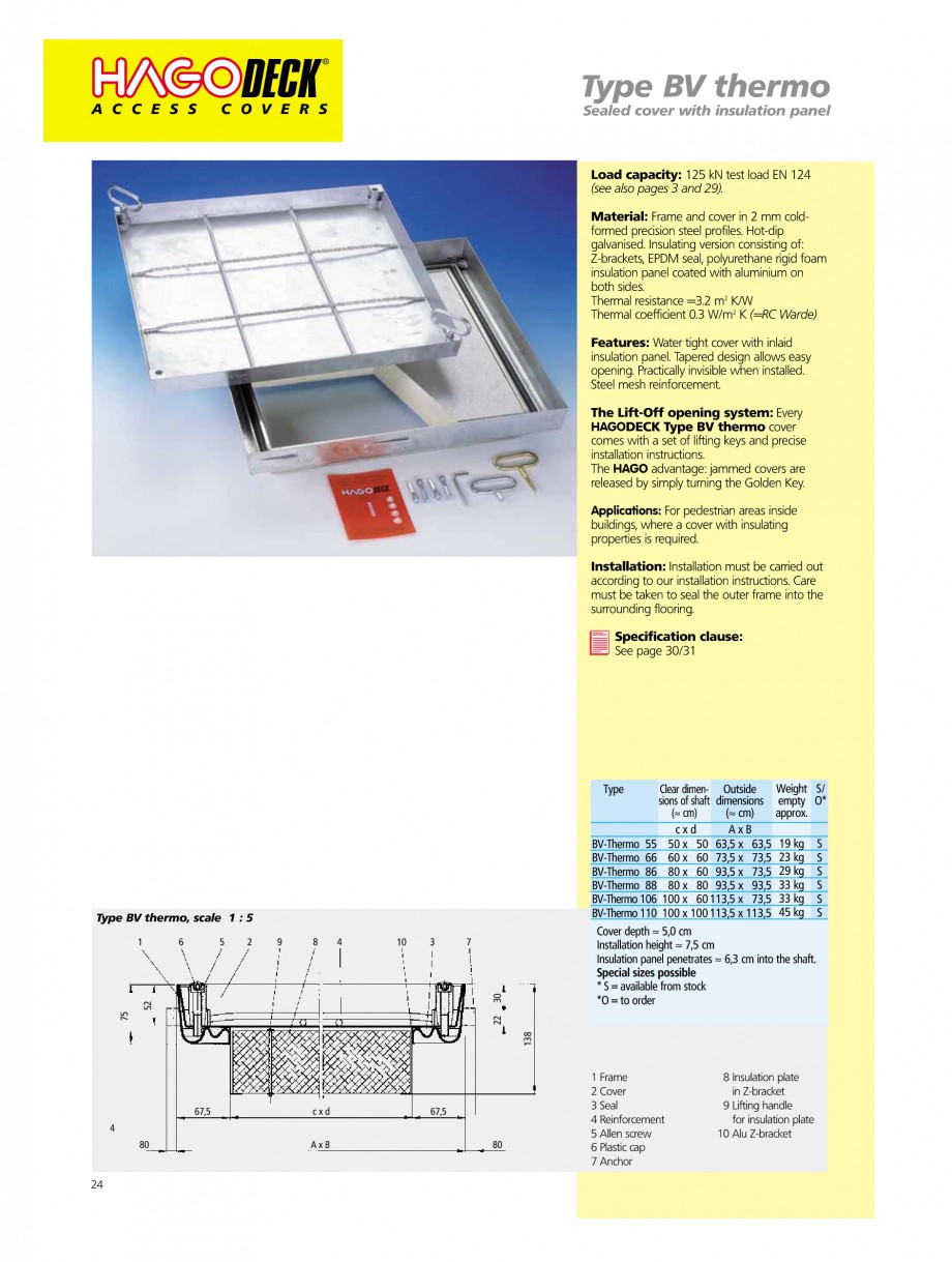 Pagina 24-Capace pentru camine de vizitare
 HAGODECK B STEEL, BV-GD AUTOMATIC STEEL, BV-GDZ AUTOMATIC STEEL,...