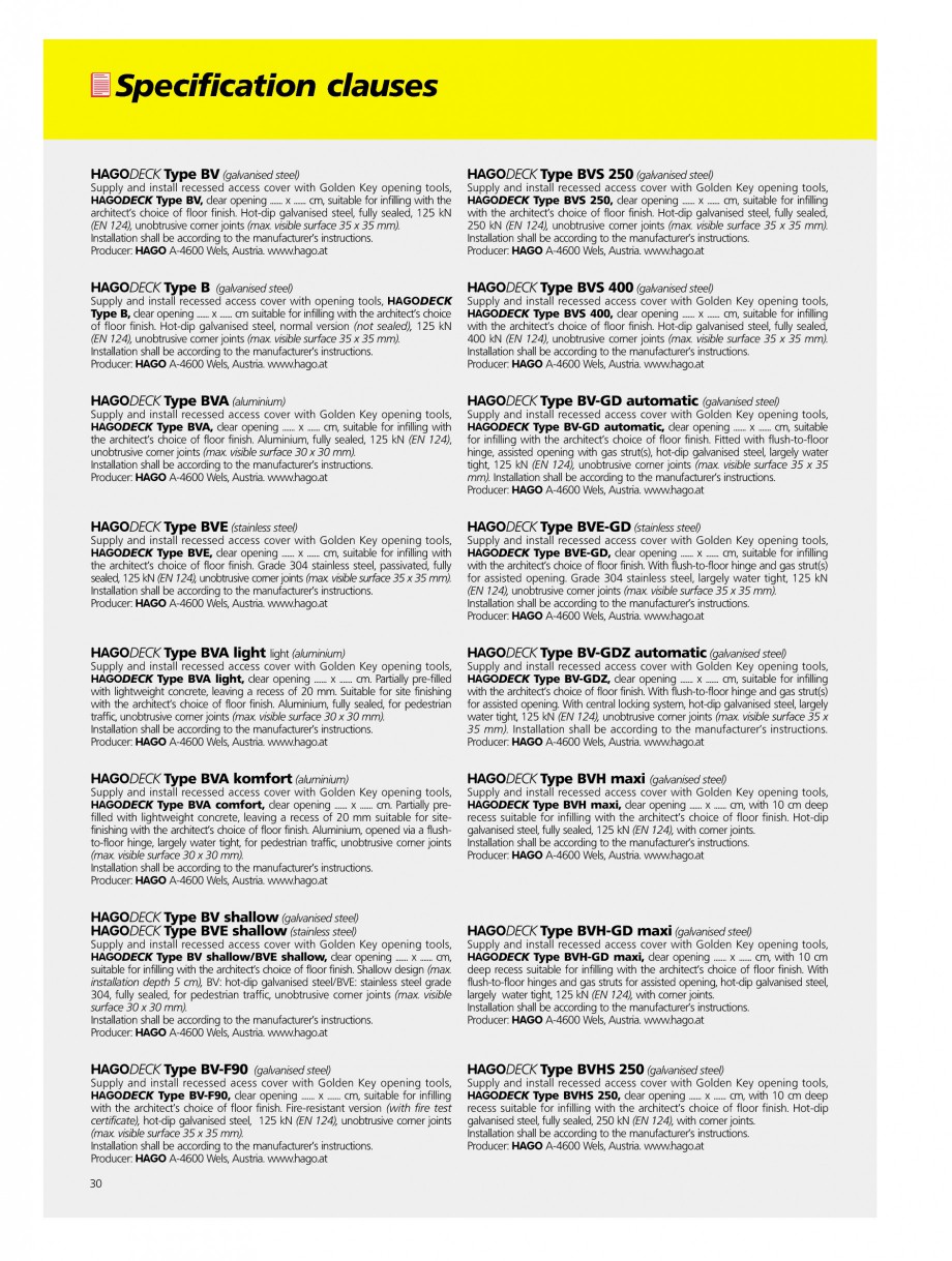 Pagina 30-Capace pentru camine de vizitare
 HAGODECK B STEEL, BV-GD AUTOMATIC STEEL, BV-GDZ AUTOMATIC STEEL,...
