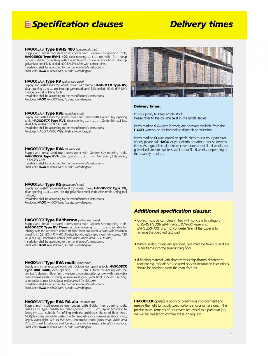 Pagina 31-Capace pentru camine de vizitare
 HAGODECK B STEEL, BV-GD AUTOMATIC STEEL, BV-GDZ AUTOMATIC STEEL,...