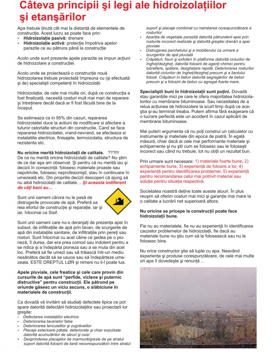 Pagina 2-Solutii complete pentru hidroizolatii, stansari, curatare si protectie suprafete
 UNICO PROFIT...