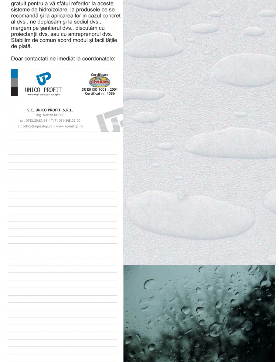 Pagina 24-Solutii complete pentru hidroizolatii, stansari, curatare si protectie suprafete
 UNICO PROFIT...