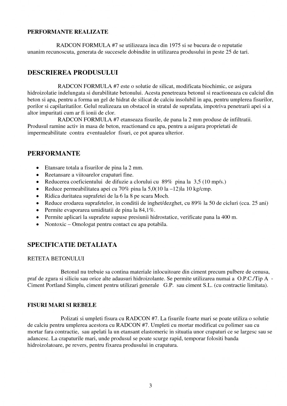 Pagina 3-Tratament de impermeabilizare
 UNICO PROFIT RADCON FORMULA #7 Catalog, brosura Romana e...