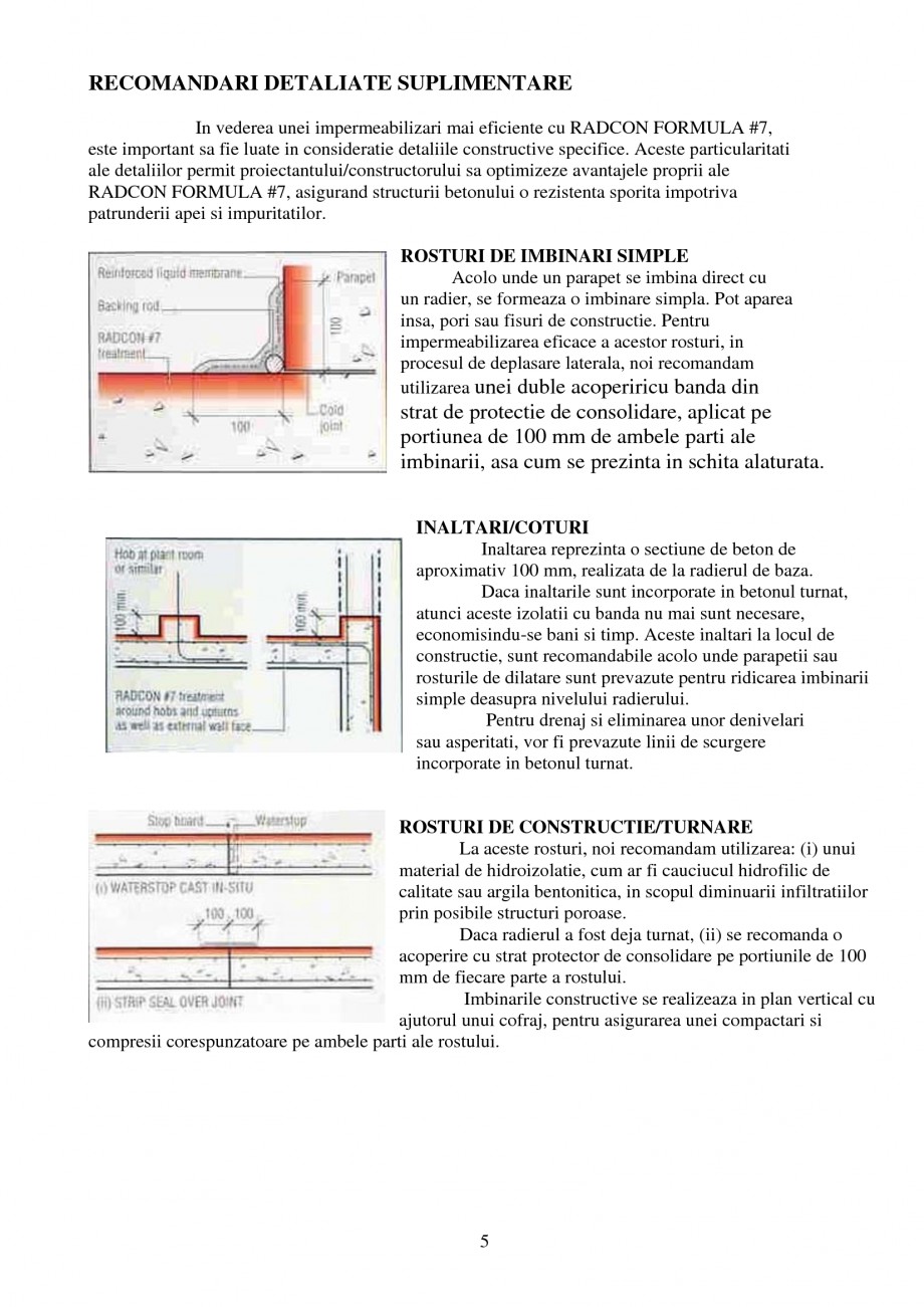 Pagina 5-Tratament de impermeabilizare
 UNICO PROFIT RADCON FORMULA #7 Catalog, brosura Romana ii daunatoare....