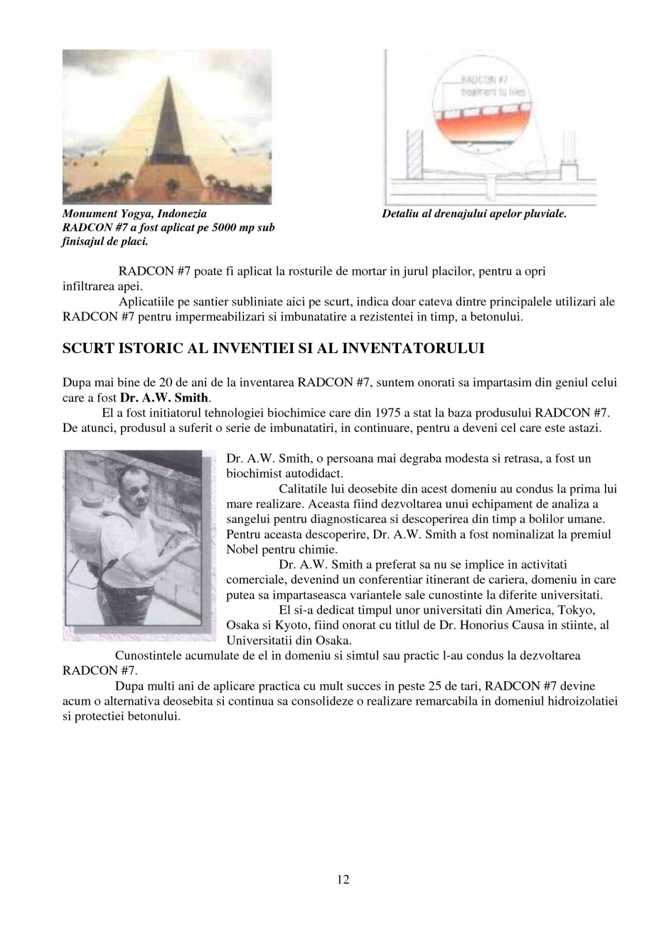 Pagina 12-Tratament de impermeabilizare
 UNICO PROFIT RADCON FORMULA #7 Catalog, brosura Romana une de beton...