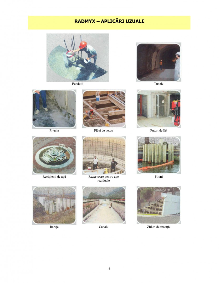 Pagina 4-Produs de etansare capilara a betoanelor
 UNICO PROFIT RADMYX Catalog, brosura Romana actorilor de...