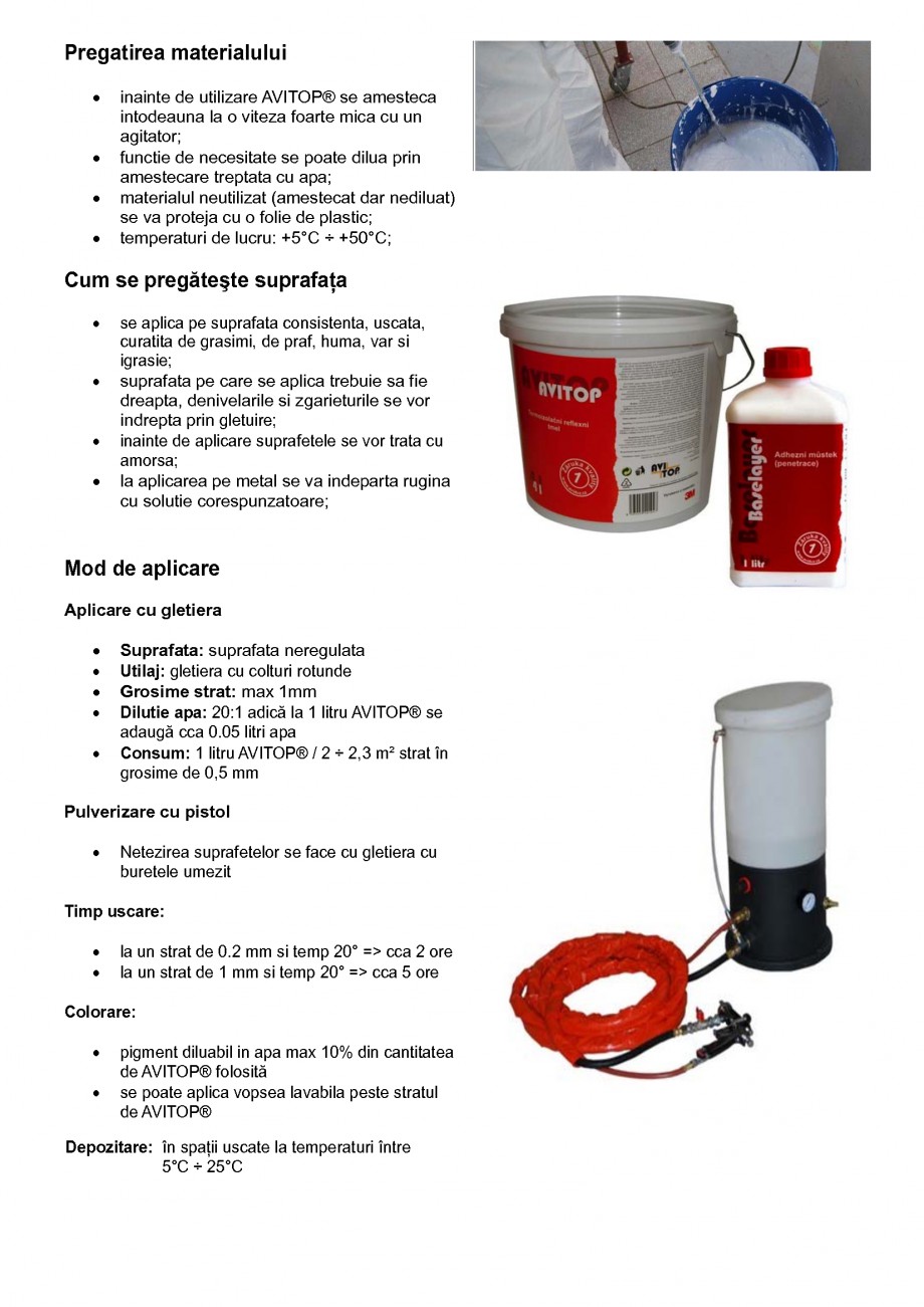 Pagina 2-Glet-Vopsea-Tencuiala termoizolanta activa
 UNICO PROFIT AVITOP Fisa tehnica Romana ă 3M destinat...