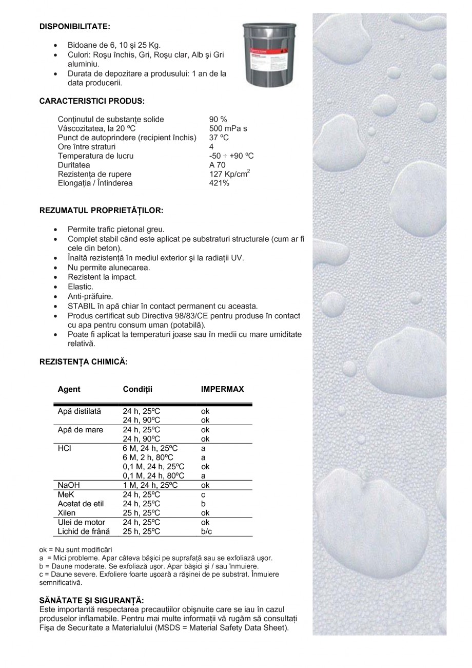 Pagina 2 - Membrana lichida poliuretanica pentru hidroizolatii UNICO PROFIT IMPERMAX Fisa tehnica...