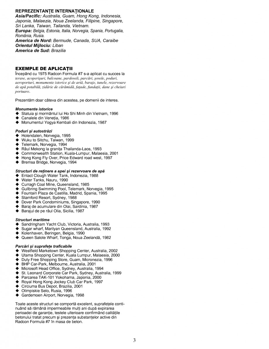 Pagina 3-Tratament de impermeabilizare
 UNICO PROFIT RADCON FORMULA #7 Fisa tehnica Romana osirea unui...