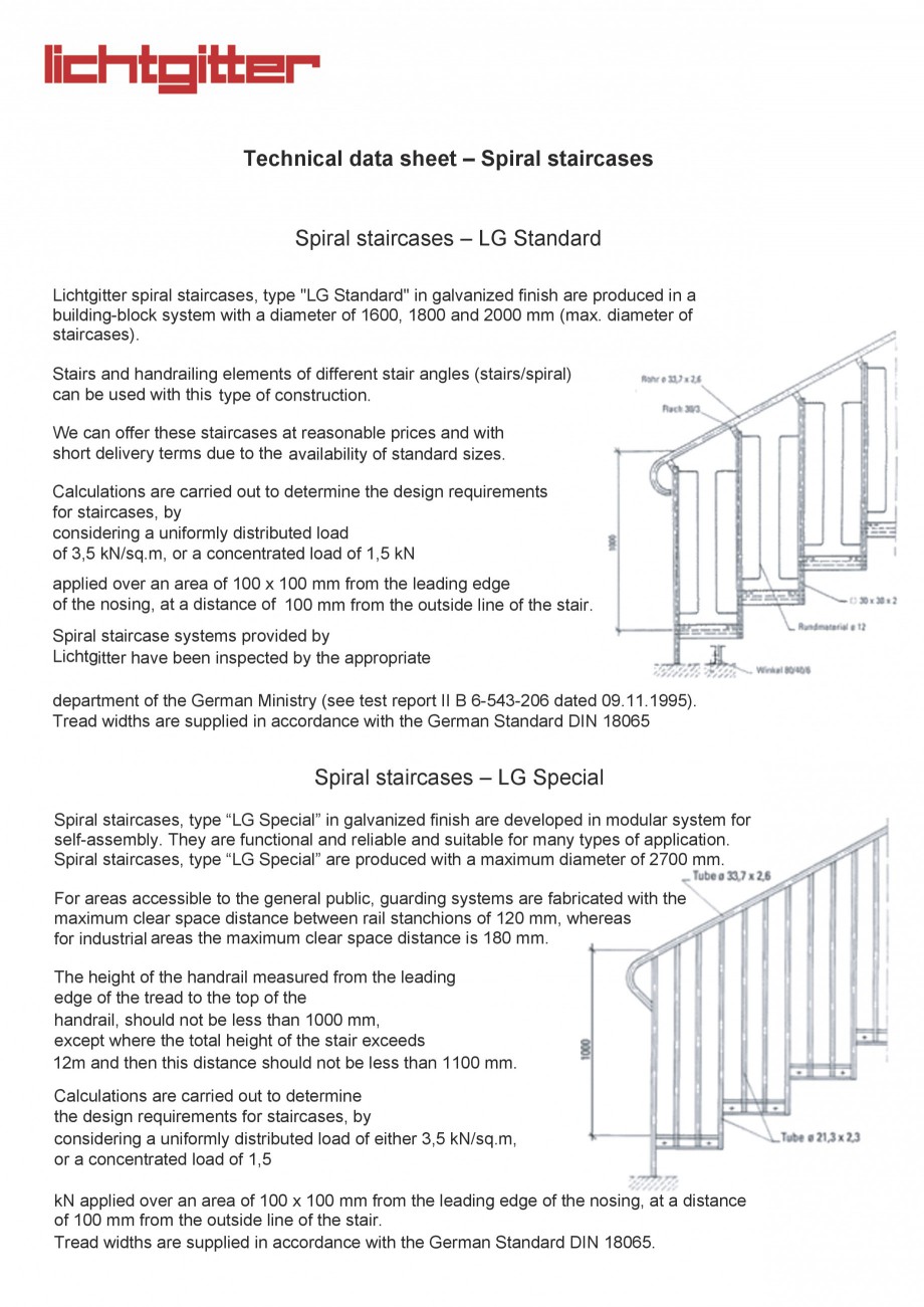 Pagina 1-Scari cu structura metalica  LICHTGITTER RO LG Standard, LG Special Fisa tehnica Engleza Technical...