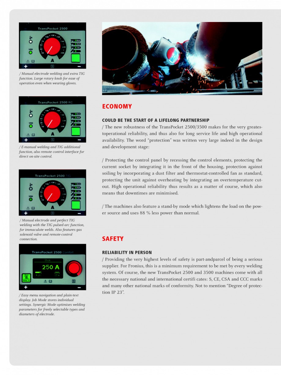 Pagina 2-Echipament de sudura cu electrozi SEI FRONIUS TransPocket 2500 Fisa tehnica Engleza dvantages
/ 	 / ...