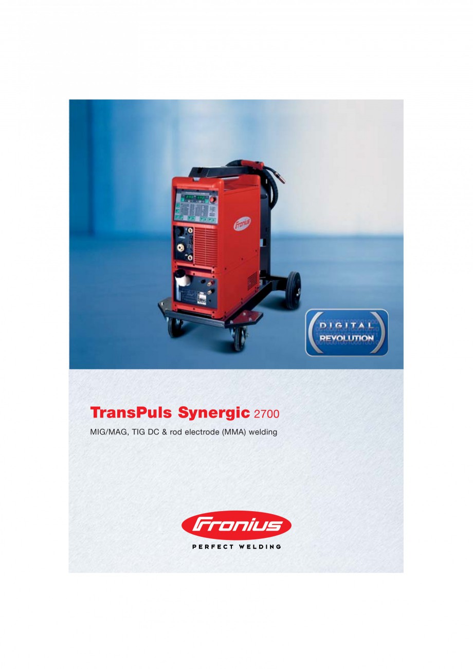 Pagina 1-Echipament sudura MIG/MAG
 FRONIUS TransPuls Synergic 2700 Catalog, brosura Engleza 4617...