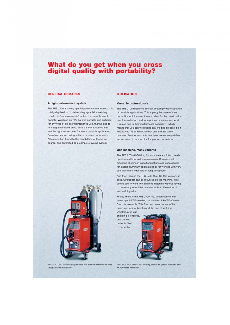 Pagina 2-Echipament sudura MIG/MAG
 FRONIUS TransPuls Synergic 2700 Catalog, brosura Engleza e of their...