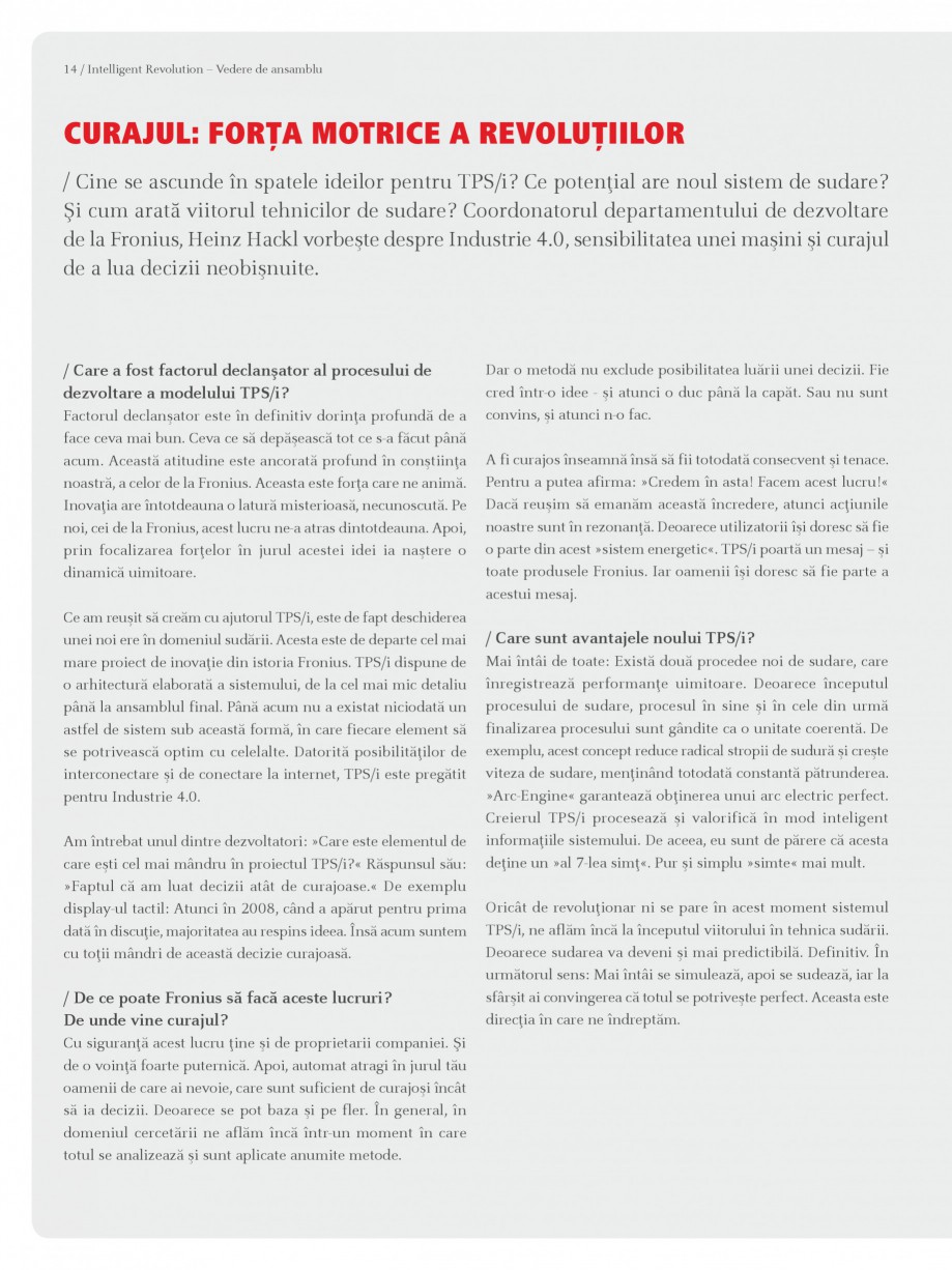 Pagina 14-Aparate de sudura MIG-MAG cu tegnologia TPSi FRONIUS TPS 320i Catalog, brosura Romana sudurii este...