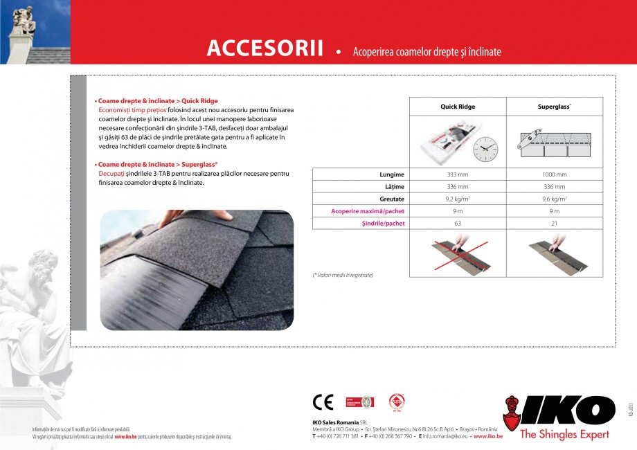 Pagina 2-Coame drepte si inclinate pentru acoperis cu sindrila bituminoasa IKO SUPERGLASS, DIAMANT,...
