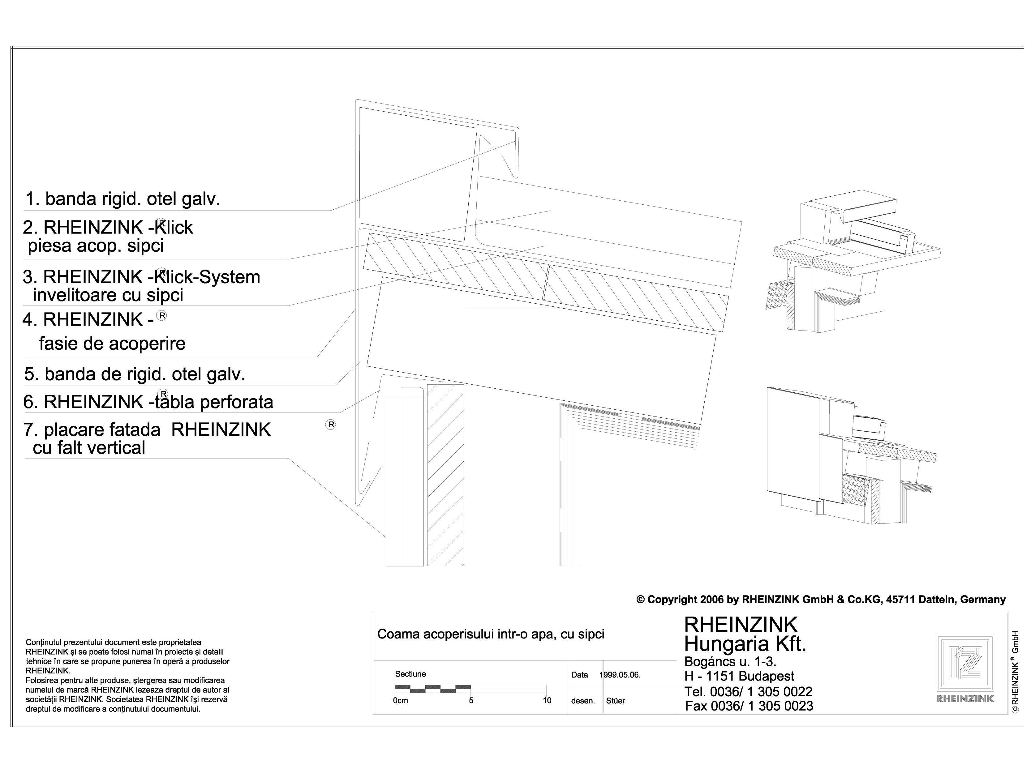 Pagina 1 - CAD-DWG Tabla plana pentru invelitori titan zinc - Inchidere superioara acoperis intr-o...