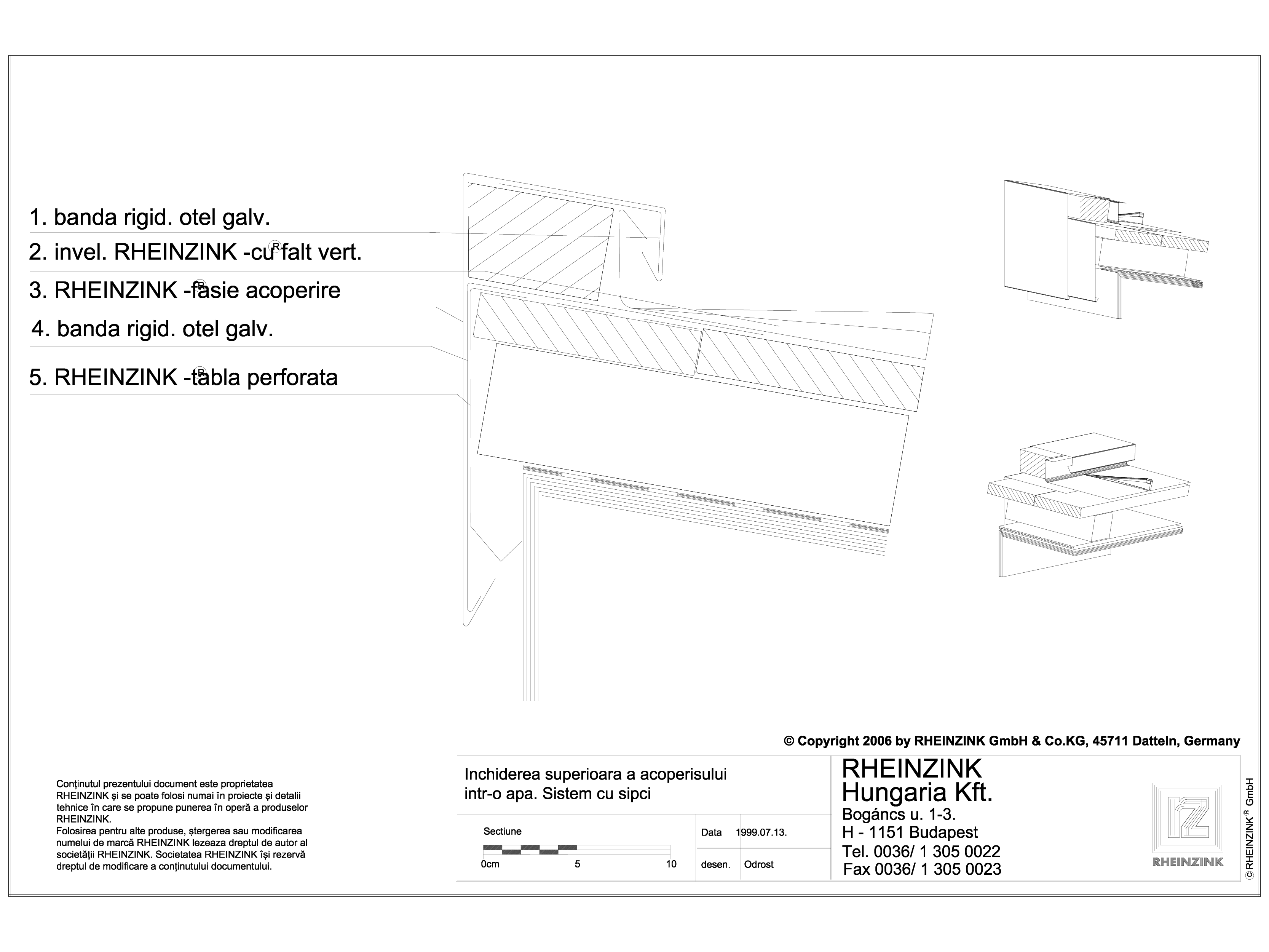 Pagina 1 - CAD-DWG Tabla plana pentru invelitori titan zinc - Inchidere superioara al acoperisului...