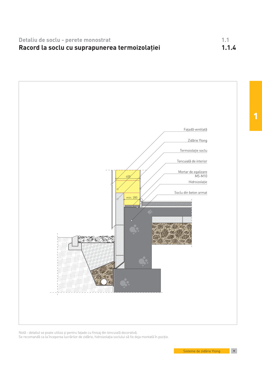 Pagina 1-CAD-PDF Detaliu de soclu - perete monostrat. Racord la soclu cu suprapunerea termoizolatiei YTONG...