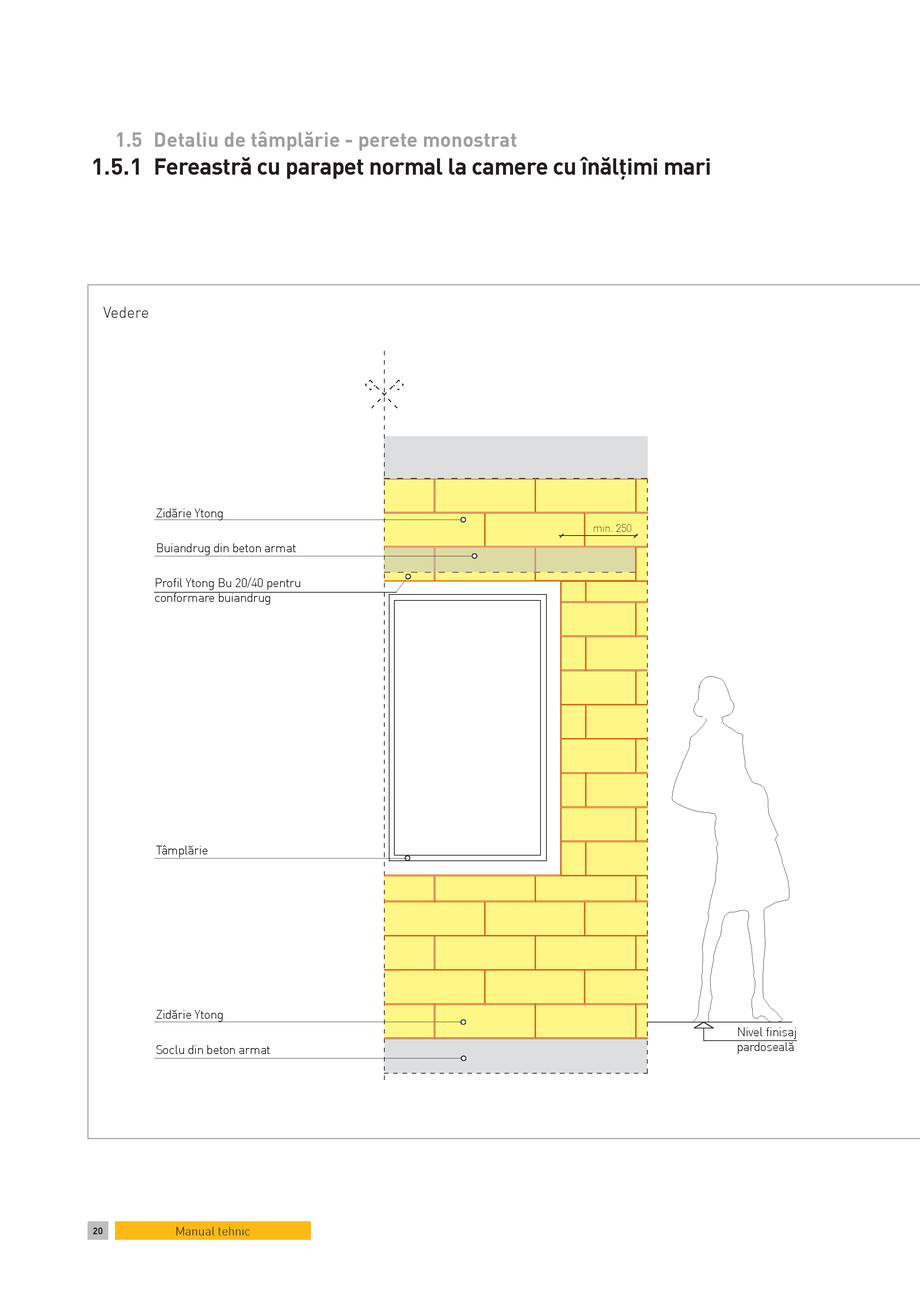 Pagina 1-CAD-PDF Detaliu de tamplarie - perete monostrat. Fereastra cu parapet normal la camere cu inaltimi...