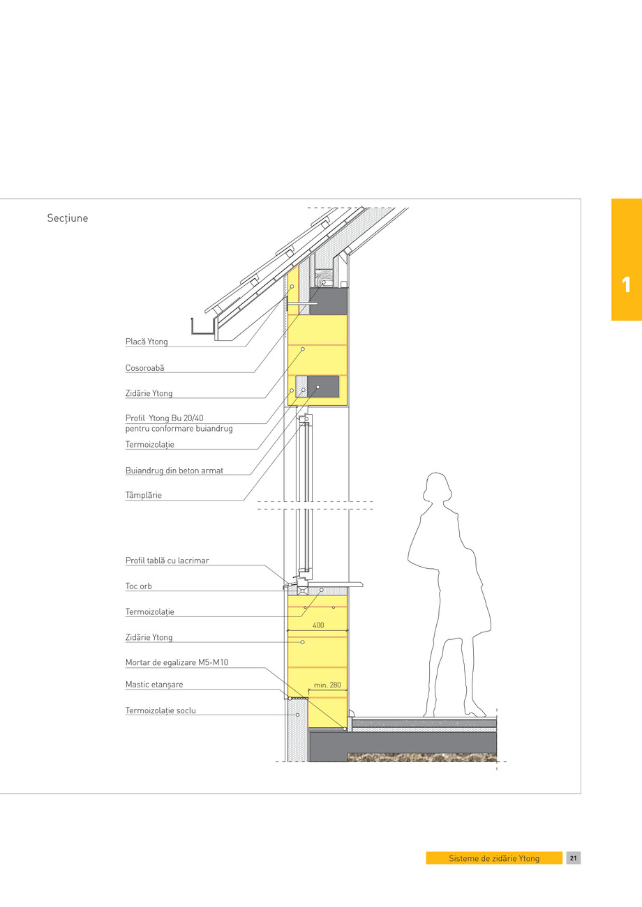 Pagina 1-CAD-PDF Sectiune - perete monostrat. Fereastra cu parapet normal la camere cu inaltimi mari YTONG...