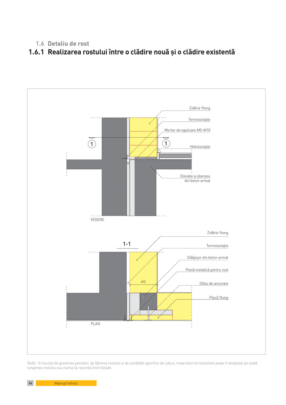 Pagina 1-CAD-PDF Detaliu de rost. Realizarea rostului intre o cladire noua si o cladire existenta YTONG...