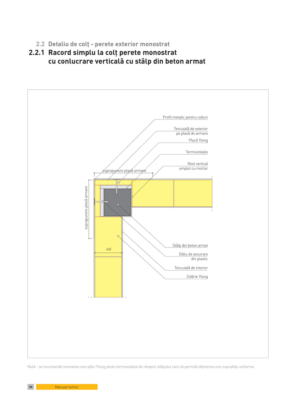 Pagina 1-CAD-PDF Detaliu de colt - perete exterior monostrat. Racord simplu la colt perete monostrat cu...