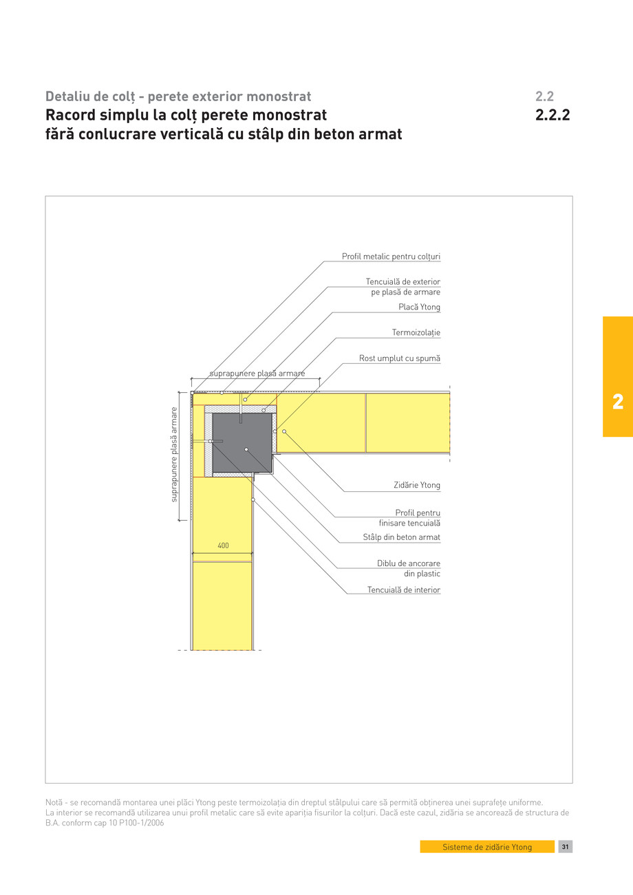 Pagina 1-CAD-PDF Detaliu de colt - perete exterior monostrat. Racord simplu la colt perete monostrat fara...